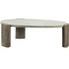 HomeRoots 47" Beige and Oak Distressed Cement Oval Coffee Table - 4 of 4
