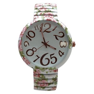 Olivia Pratt Big Dial Easy Reader Watch Floral Elastic Stretch Band Wristwatch Women Watch - 1 of 3