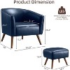 Accent Chair with Ottoman Modern Barrel Chair Footrest Mid Century Upholstered Armchair for Living Room Bedroom Office - 2 of 4