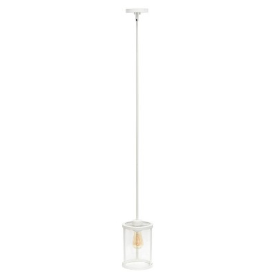 Farmhouse Chic 55" White Metal & Clear Glass Adjustable Pendant Light