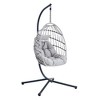 Wicker Hanging Chair with Steel Frame, Weatherproof Single-Person Swing for Indoor & Outdoor - 4 of 4