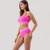 Anna-Kaci Swim Women's Sporty High Waist Bikini Set with Contrast Trim and Scoop Neck Crop Top - 3 of 4
