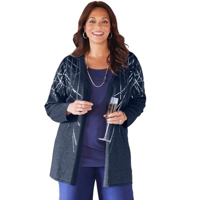 Catherines Women's Plus Size Social Separates Sequin Cardigan
