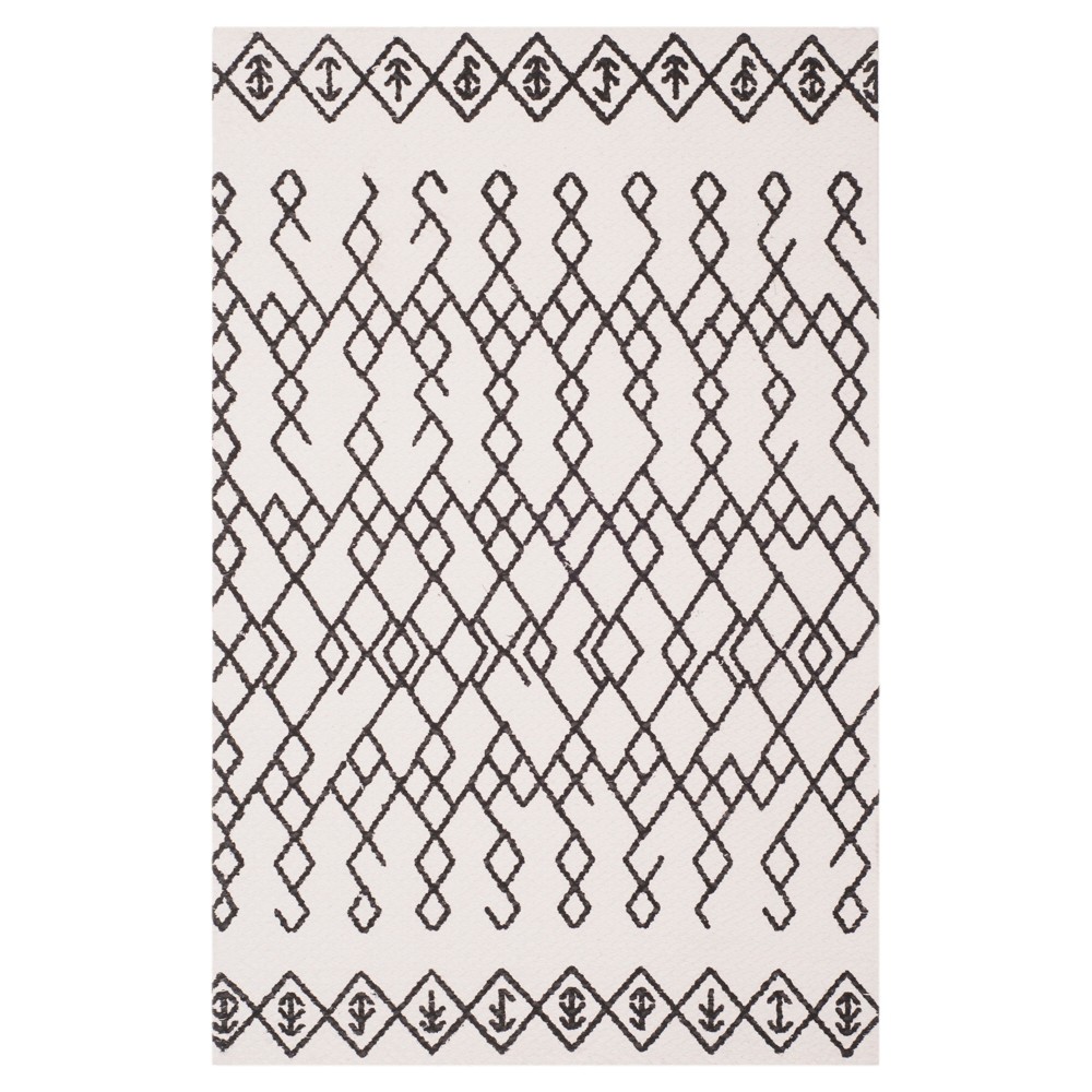 Ivory/Black Geometric Loomed Area Rug 5'x8' - Safavieh