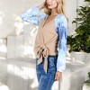 Anna-Kaci Women's Tie-Dye Sleeve Wrap Top with V-Neck and Waffle Knit Texture - 3 of 4