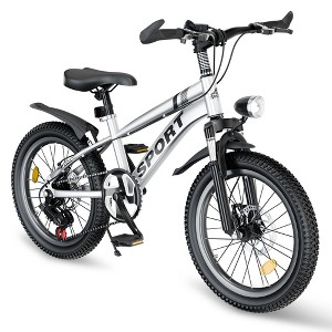 Whisen Kids’ Outdoor Mountain Bike with Dual Disc Brakes, 7-Speed Gears, Shock Absorber Fork, LED Light - 1 of 4