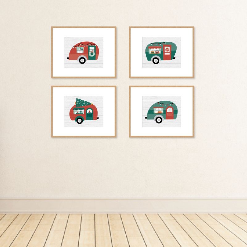 Big Dot of Happiness Camper Christmas - Unframed Red and Green Holiday Linen Paper Wall Art - Set of 4 - Artisms - 8 x 10 inches, 3 of 8
