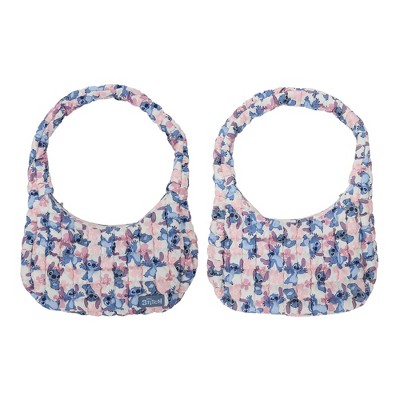 Disney Stitch Poses All-Over Print 17” Pink Quilted Ruched Tote Bag
