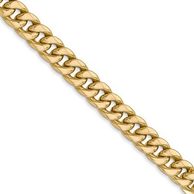 Black Bow Jewelry Men's 6mm 14k Yellow Gold Hollow Cuban Curb Chain Necklace