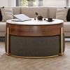 Lift-Top Round Coffee Table with Storage,Sintered Stone Top & 3 Nesting Ottomans,Space-Saving Design for Living Room–The Pop Home - 2 of 4