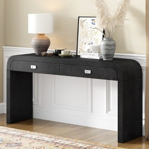 NicBex Unique Burl Veneer Console Table with Storage,Entryway Table with 2 Drawers & Metal Handles,Foyer Table for Hallway,Living Room - 1 of 4