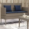 vidaXL Outdoor Patio Bench with Storage and Cushions - Gray Poly Rattan, Powder-Coated Steel Frame, Navy Blue Polyester Cover - 2 of 4