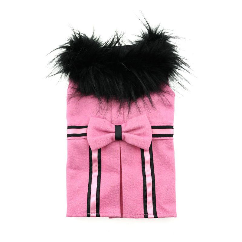 Doggie Design Wool Dog Coat Harness Fur Collar with Matching Leash-Pink, 1 of 3