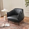 KINWELL 33" Wide Faux Vegan Leather Upholstery Barrel Chair with Metal Legs - 2 of 4