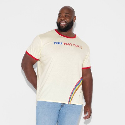 Pride Adult Ringer Short Sleeve 'You Matter' T-Shirt - Ivory