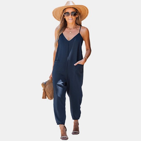 Women's V-neck Cami Jogger Jumpsuit - Cupshe-m-navy : Target