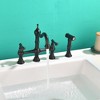 Double Handles Bridge Kitchen Faucet With Side Sprayer - 3 of 4