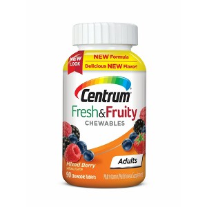 Centrum Adults Fresh & Fruity Chewables Multivitamin/Multimineral Supplement Mixed Berry, 90 Count - 1 of 4
