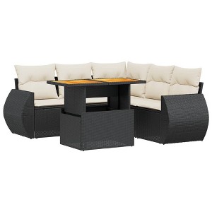 vidaXL Garden Sofa Set Black PE rattan 6 Piece Adjustable Armrests - 1 of 4