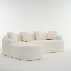 Dexmalle L-Shape Sectional Sofa with Curved Chaise,High-Density Foam Upholstered,White - 1 of 4