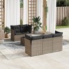 vidaXL Patio Sofa Set with Cushions Outdoor Furniture 6 Piece Poly Rattan - Gray - 2 of 4