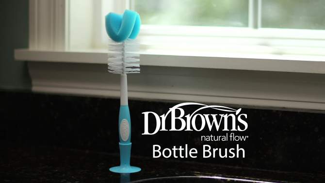 Dr. Brown&#39;s Baby Bottle Cleaning Brush, Sponge and Bristle Brush with Nipple Cleaner -3pk - Blue, 2 of 13, play video