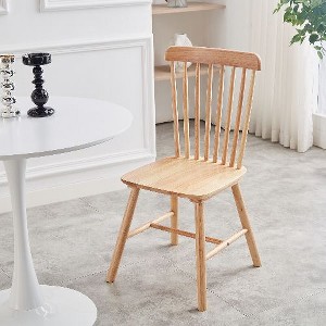 Kumasinova Set of 4 Dining Chairs (FAS Quality) – Rounded Edges,  Solid Wood Chair with Curved Backrest, Farmhouse Kitchen Chair, Open Paint Finish - 1 of 4