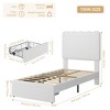 Homhougo Twin Bed Frame with Under-Bed Drawer, White Boucle Upholstered Platform Bed Beige - 2 of 4