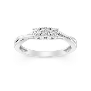 GILDED 14KT Gold Plated & 925 Sterling Silver Engagement Rings for women in 1/4 ctw 3 Stones Lab Grown Diamond | Anniversary, Statement Rings, Size 7 - 1 of 4