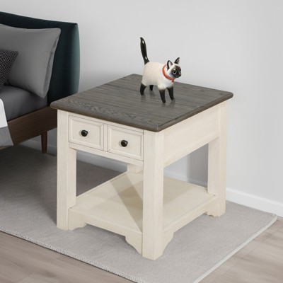 Etelifrank  Solid Wood End Table with Storage Compartment