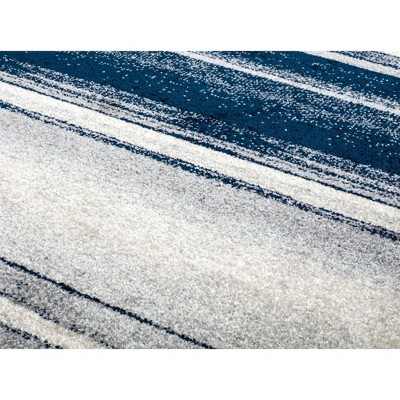 Abstract Seaside Horizon 8' Round Blue Synthetic Area Rug