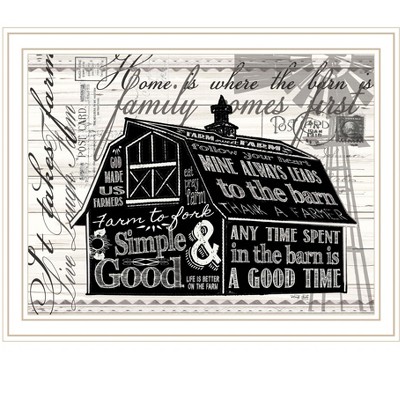 HomeRoots SIMPLE & GOOD BARN White Framed Print Wall Art