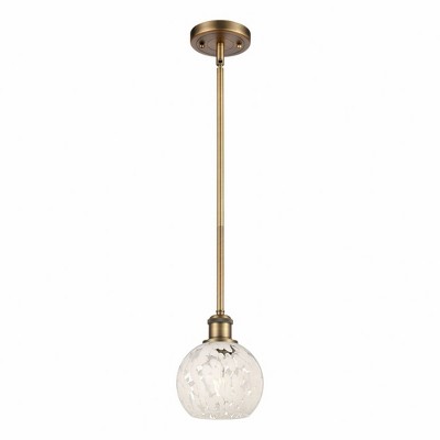 White Mouchette - 1 Light Stem Hung Mini Pendant In Modern Style-8 Inches Tall and 6 Inches Wide