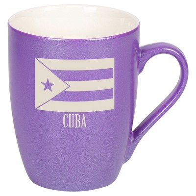 Elanze Designs Cuba Cuban Flag 10 Ounce Ceramic Laser-Etched Engraved Drinkware Mug, Metallic Passion Purple