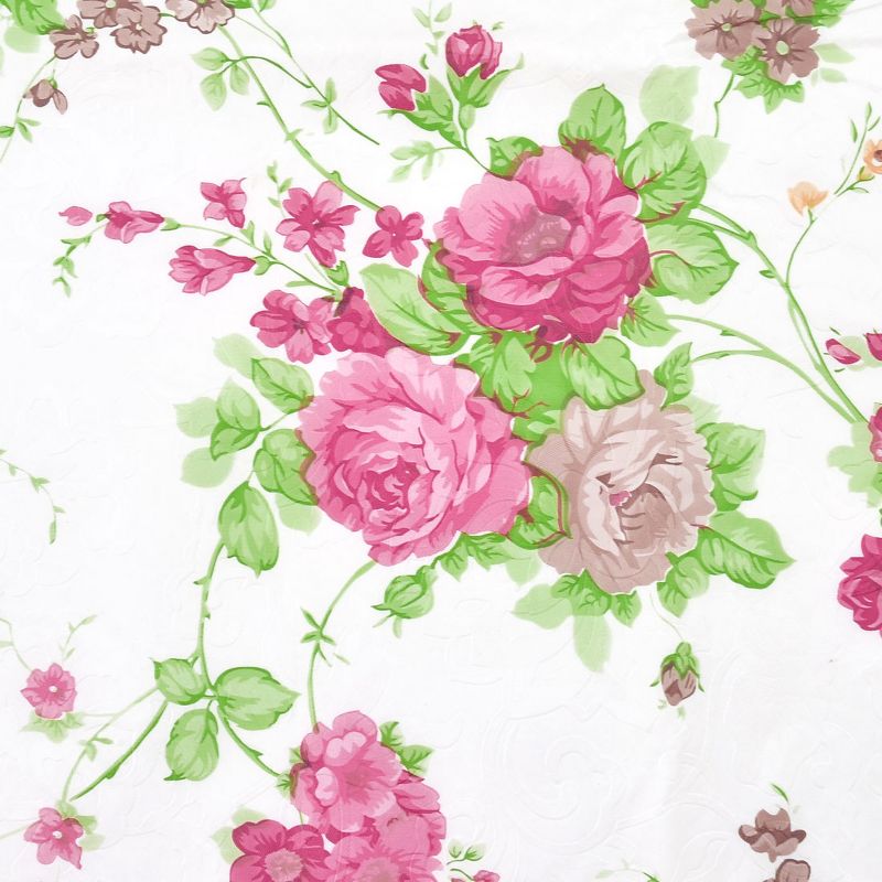 70" Dia Round Vinyl Water Oil Resistant Printed Tablecloths Pink Rose - PiccoCasa, 4 of 5