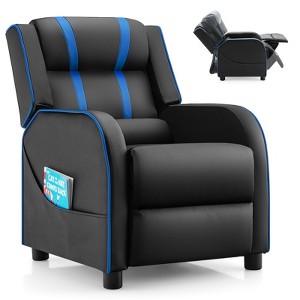 Infans Kids Recliner Chair Ergonomic Leather Sofa Armchair w/Footrest Side Pocket Blue - 1 of 4