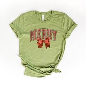 Simply Sage Market Women's Coquette Plaid Merry Short Sleeve Graphic Tee - 1 of 4