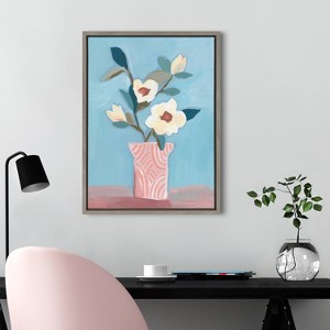 18" x 24" Sylvie Magnolia Blooms Framed Canvas by Kate Aurelia Holloway: Modern Wall Art - Kate & Laurel All Things Decor - 1 of 4