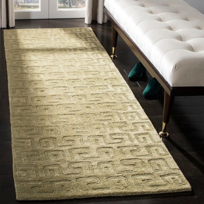 Green Hand-Tufted Wool and Viscose Runner Rug, 2'6" x 12'