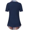 BLUEMING Womens Summer T-Shirts V Neck Faux Layering Shirts Color Block Polo Shirts Plaid Teacher Shirts - 2 of 3