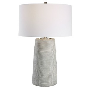 Uttermost Mountainscape Table Lamp – 27.5"H Off-White & Gray Ceramic with Carved Rings and Brushed Nickel Accents - 1 of 4