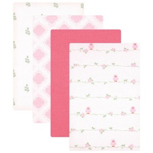 Luvable Friends Baby Girl Cotton Flannel Receiving Blankets, Bird 4-Pack, One Size - 1 of 1