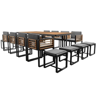 FURNIinspire Dining Sets, Comfortable Seats with Soft Cushion, Mid Century Modern Set for Dining Room Kitchen Apartment, Gray, 29.75"*24"*21.25"