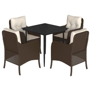 vidaXL Garden Dining Set Brown, Black, Cream White - 1 of 4