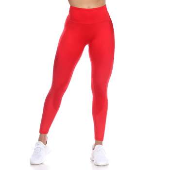 Women's High-waist Mesh Fitness Leggings Red X Large - White Mark