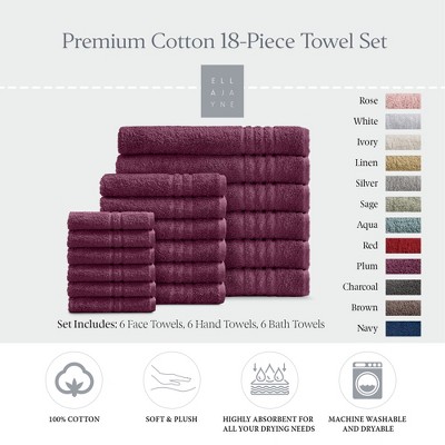 Ella Jayne Luxury 18 Piece Bath Towels Set – Ultra Plush & Absorbent 100% Premium Cotton Towels – Soft, Quick-Dry Bath Towels for Hands, Face & Body