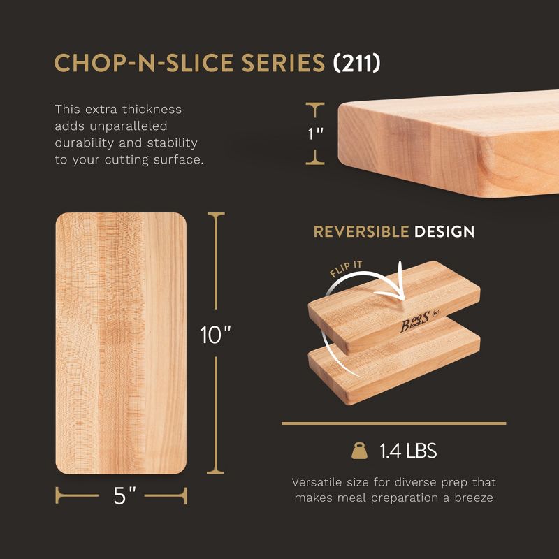 John Boos Small Chop-N-Slice Maple Wood Cutting Board for Kitchen, Reversible Edge Grain Square Butcher Boos Block, 3 of 8