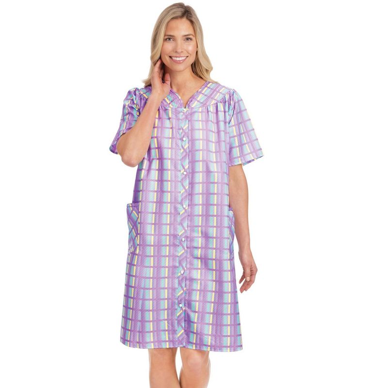 Collections Etc Plaid Snap Front Robe, 3 of 5
