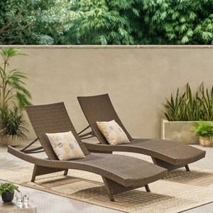 GDFStudio Olivia Outdoor Wicker Armless Adjustable Chaise Lounges (Set of 2) - 1 of 4