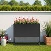 Dovelina White Modern Metal Rectangular Planter for Flowers or Shrubs in Patio&Garden - 2 of 4